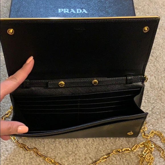 Authentic Prada Saffiano Wallet on a chain. - Picture 4 of 8